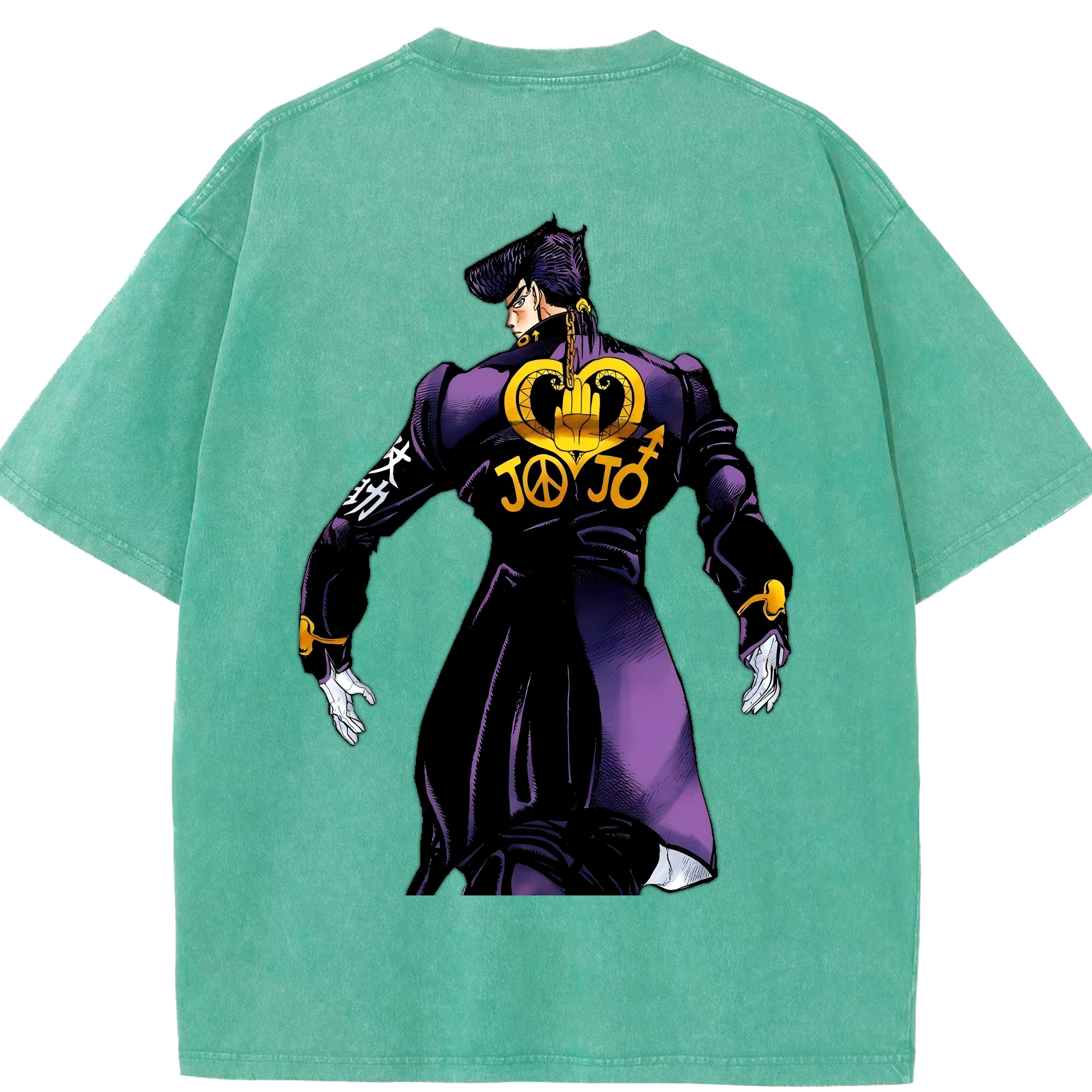 （画像用） ジョジョの奇妙な冒険 ひがしかた じょうすけ JoJo's Bizarre Adventure Higashikata Josuke 綿100% ヴィンテージ風 半袖Tシャツ（背面プリント）